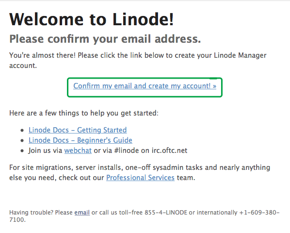 linode check link in email